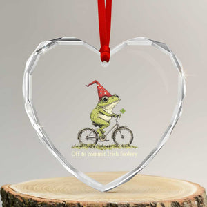 Funny Frog St Patricks Day Heart Crystal Glass Ornament Off To Commit Irish Foolery Four Leaf Clover TS11 Transparent Glass 3'' Heart Print Your Wear
