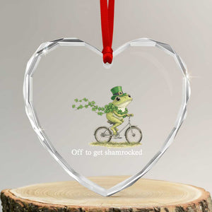 Funny Frog St Patricks Day Meme Heart Crystal Glass Ornament Off To Get Shamrocked TS14 Transparent Glass 3'' Heart Print Your Wear