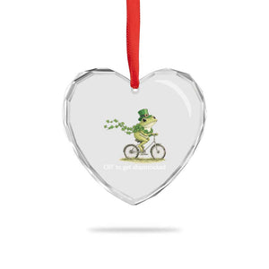 Funny Frog St Patricks Day Meme Heart Crystal Glass Ornament Off To Get Shamrocked TS14 Print Your Wear