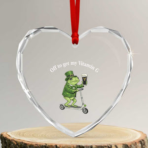 Funny Frog St Patricks Day Meme Heart Crystal Glass Ornament Vitamin G Irish Beer TS14 Transparent Glass 3'' Heart Print Your Wear