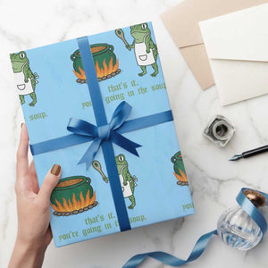 Funny Frog Wrapping Paper Roll Thats It You're Going In The Soup Weird Weirdcore Meme TS10 Light Blue Print Your Wear