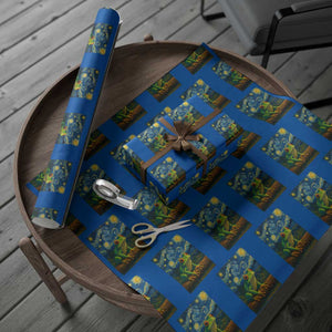 Funny Frog Wrapping Paper Roll Van Gogh Style Starry Night TS12 Blue Print Your Wear