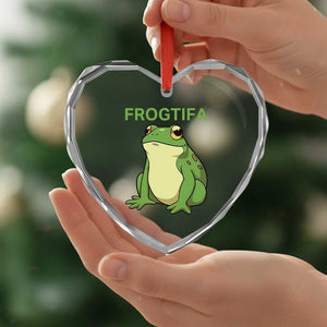 Funny Frogtifa Heart Crystal Glass Ornament Resist Frog Protest Against Fascism TS02 Print Your Wear