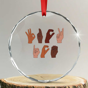 Funny Fuck Hand Sign Language Anti Deportation Crystal Glass Ornament Chinga La Migra TS11 Transparent Glass 3'' Circle Print Your Wear