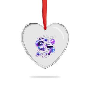 Funny Galaxy Space Birthday Heart Crystal Glass Ornament I Was Six Now I Am Seven TS12 Print Your Wear