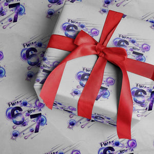 Funny Galaxy Space Birthday Wrapping Paper Roll I Was Six Now I Am Seven TS12 White Print Your Wear