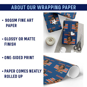 Funny Game Day Cute Girl Wrapping Paper Roll Midwest Football Player Gift TS12 Print Your Wear