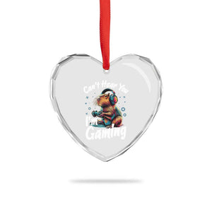 Funny Gamer Capybara Heart Crystal Glass Ornament Can Not Hear You I Am Gaming TS12 Print Your Wear