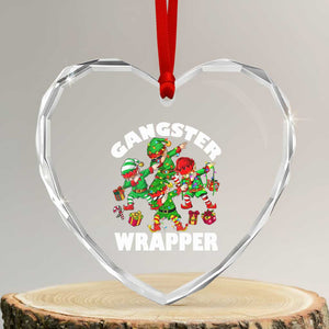 Funny Gangster Wrapper Heart Crystal Glass Ornament Gangsta Elf Crew Presents TS11 Transparent Glass 3'' Heart Print Your Wear