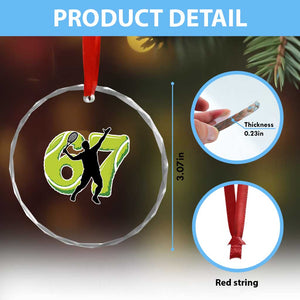 Funny Gen Z Alpha Gift Crystal Glass Ornament Six Seven Meme Tennis Lover TS12 Print Your Wear