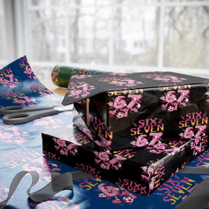 Funny Gen Z Alpha Gift Wrapping Paper Roll Six Seven Meme Soccer Lover TS12 Black Print Your Wear