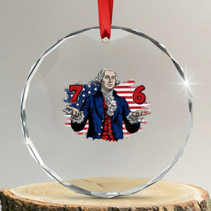 Funny George Washington 67 Crystal Glass Ornament Six Seven Meme Gen Alpha Slang TS11 Transparent Glass 3'' Circle Print Your Wear