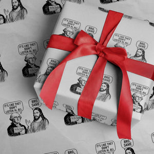 Funny George Washington and Jesus Satire Wrapping Paper Roll Political Commentary Founding Fathers and Faith TS02 White Print Your Wear