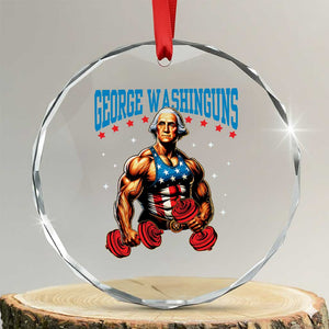 Funny George Washington Gym Crystal Glass Ornament Muscular Flex Workout 4th of July TS10 Transparent Glass 3'' Circle Print Your Wear