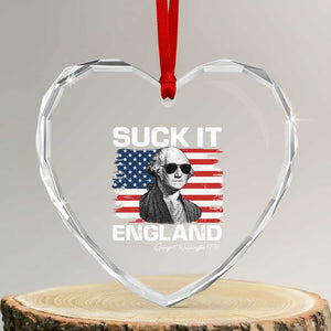 Funny George Washington Heart Crystal Glass Ornament Suck It England Bold Patriotic 4th of July 1776 TS02 Transparent Glass 3'' Heart Print Your Wear