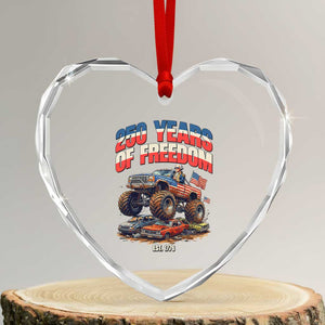 Funny George Washington Monster Truck Heart Crystal Glass Ornament America 250th Anniversary TS12 Transparent Glass 3'' Heart Print Your Wear