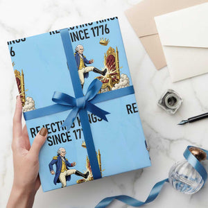 Funny George Washington Protest Wrapping Paper Roll Rejecting Kings Since 1776 TS12 Light Blue Print Your Wear