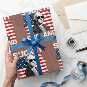 Funny George Washington Wrapping Paper Roll Suck It England Bold Patriotic 4th of July 1776 TS02 Mocha Print Your Wear