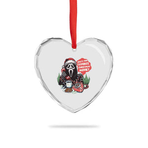 Funny Ghost Christmas Face Heart Crystal Glass Ornament Whats Your Favorite Christmas Movie Spooky Xmas TS11 Print Your Wear