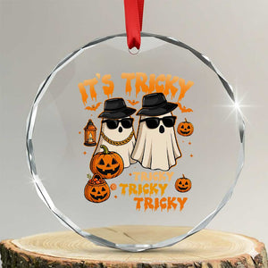 Funny Ghost Crystal Glass Ornament It's Tricky Tricky Tricky 90s Nostalgia Halloween Costume TS10 Transparent Glass 3'' Circle Print Your Wear