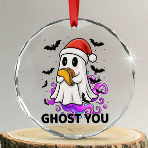 Funny Ghost Halloween Christmas Crystal Glass Ornament Ghost You TS14 Transparent Glass 3'' Circle Print Your Wear