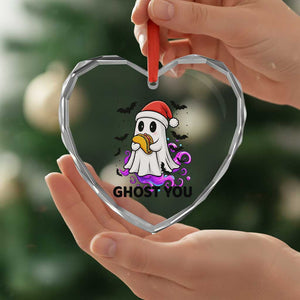 Funny Ghost Halloween Christmas Heart Crystal Glass Ornament Ghost You TS14 Print Your Wear