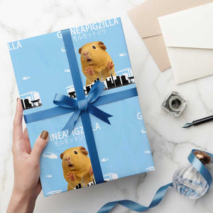 Funny Giant Guinea Pig Monster Roaring Tokyo Japan Wrapping Paper Roll Guineapigzilla TS12 Light Blue Print Your Wear