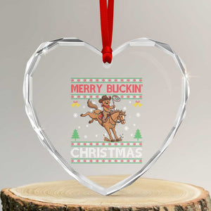 Funny Gingerbread Man Horse Rider Heart Crystal Glass Ornament Merry Buckin Christmas Gift TS12 Transparent Glass 3'' Heart Print Your Wear