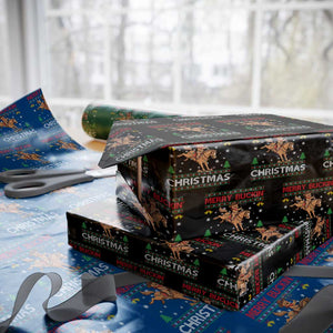 Funny Gingerbread Man Horse Rider Wrapping Paper Roll Merry Buckin Christmas Gift TS12 Black Print Your Wear