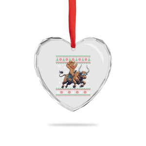 Funny Gingerbread Man Riding Bull Heart Crystal Glass Ornament Cowboy Western Rodeo Christmas Gift TS12 Print Your Wear
