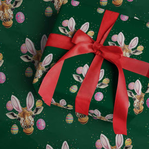 Funny Giraffe Bunny Wrapping Paper Roll Happy Easter Day Sunday TS02 Green Print Your Wear