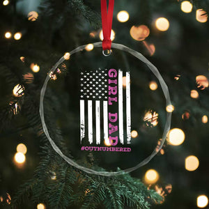 Funny Girl Dad Outnumbered Crystal Glass Ornament Vintage American Flag Father's Day TS11 Print Your Wear