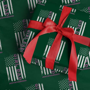 Funny Girl Dad Outnumbered Wrapping Paper Roll Vintage American Flag Father's Day TS11 Green Print Your Wear