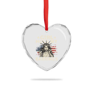 Funny Girl Hold My Earrings Heart Crystal Glass Ornament Statue of Liberty American Flag - Print Your Wear