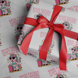 Funny Girls Trip Unicorn Wrapping Paper Roll Bags Packed Flaps Waxed No Turning Back Bikini Vacation Bachelorette TS02 White Print Your Wear