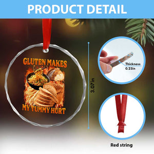 Funny Gluten Free Crystal Glass Ornament Gluten Makes My Tummy Hurt Vintage Bootleg Graphic TS10 Print Your Wear