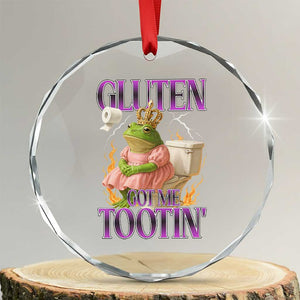 Funny Gluten Free Frog Princess Toilet Meme Crystal Glass Ornament Gluten Got Me Tootin