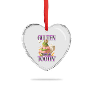 Funny Gluten Free Frog Princess Toilet Meme Heart Crystal Glass Ornament Gluten Got Me Tootin