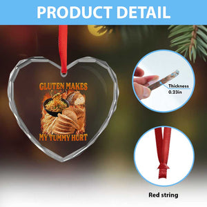 Funny Gluten Free Heart Crystal Glass Ornament Gluten Makes My Tummy Hurt Vintage Bootleg Graphic TS10 Print Your Wear
