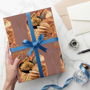 Funny Gluten Free Wrapping Paper Roll Gluten Makes My Tummy Hurt Vintage Bootleg Graphic TS10 Mocha Print Your Wear