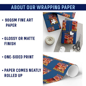Funny Gluten Intolerance Wrapping Paper Roll I Can't Eat Gluten It Makes My Tummy Hurt Skeleton Meme TS02 Print Your Wear
