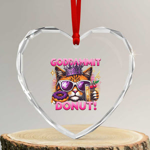 Funny Goddammit Cat Princess Meme Heart Crystal Glass Ornament Cartoon Style