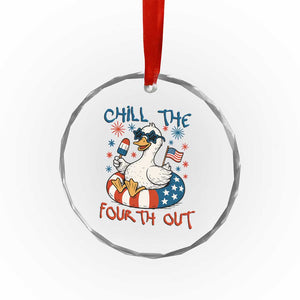 Funny Goose 4th of July Crystal Glass Ornament Chill the Fourth Out Patriotic Humor with Summer Vibes TS02 Print Your Wear