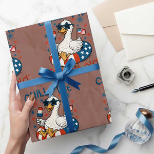 Funny Goose 4th of July Wrapping Paper Roll Chill the Fourth Out Patriotic Humor with Summer Vibes TS02 Mocha Print Your Wear