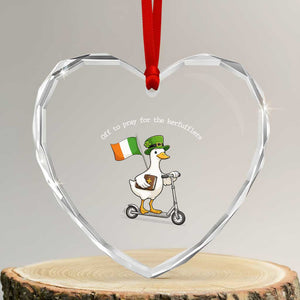 Funny Goose Christian St Patrick's Day Heart Crystal Glass Ornament Off To Pray For The Kerfufflers TS14 Transparent Glass 3'' Heart Print Your Wear