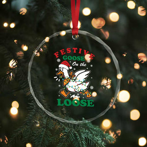 Funny Goose Christmas Crystal Glass Ornament Festive Goose On The Loose Xmas Holiday TS11 Print Your Wear