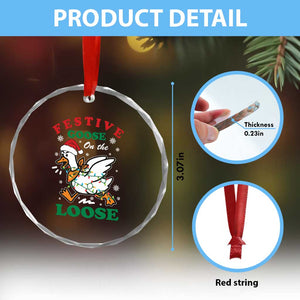 Funny Goose Christmas Crystal Glass Ornament Festive Goose On The Loose Xmas Holiday TS11 Print Your Wear