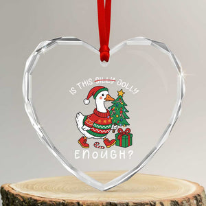 Funny Goose Christmas Heart Crystal Glass Ornament Is This Jolly Enough Cute Xmas Duck TS10 Transparent Glass 3'' Heart Print Your Wear