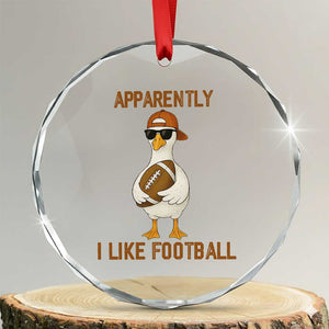 Funny Goose Football Meme Crystal Glass Ornament Apparently I Like Football TS14 Transparent Glass 3'' Circle Print Your Wear