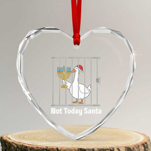 Funny Goose Hanukkah Chanukah Heart Crystal Glass Ornament Not Today Santa TS14 Transparent Glass 3'' Heart Print Your Wear